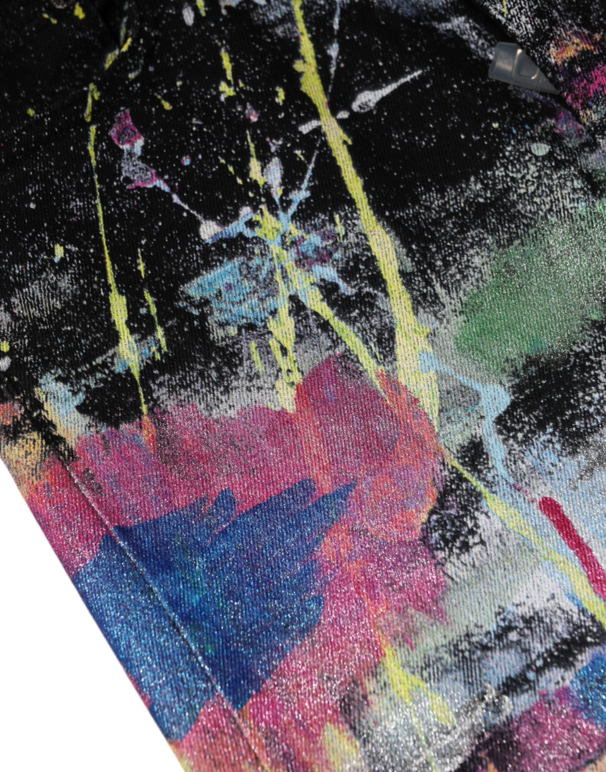 Multicolor Splatter Paint Cotton Skinny Denim Jeans - ventzia