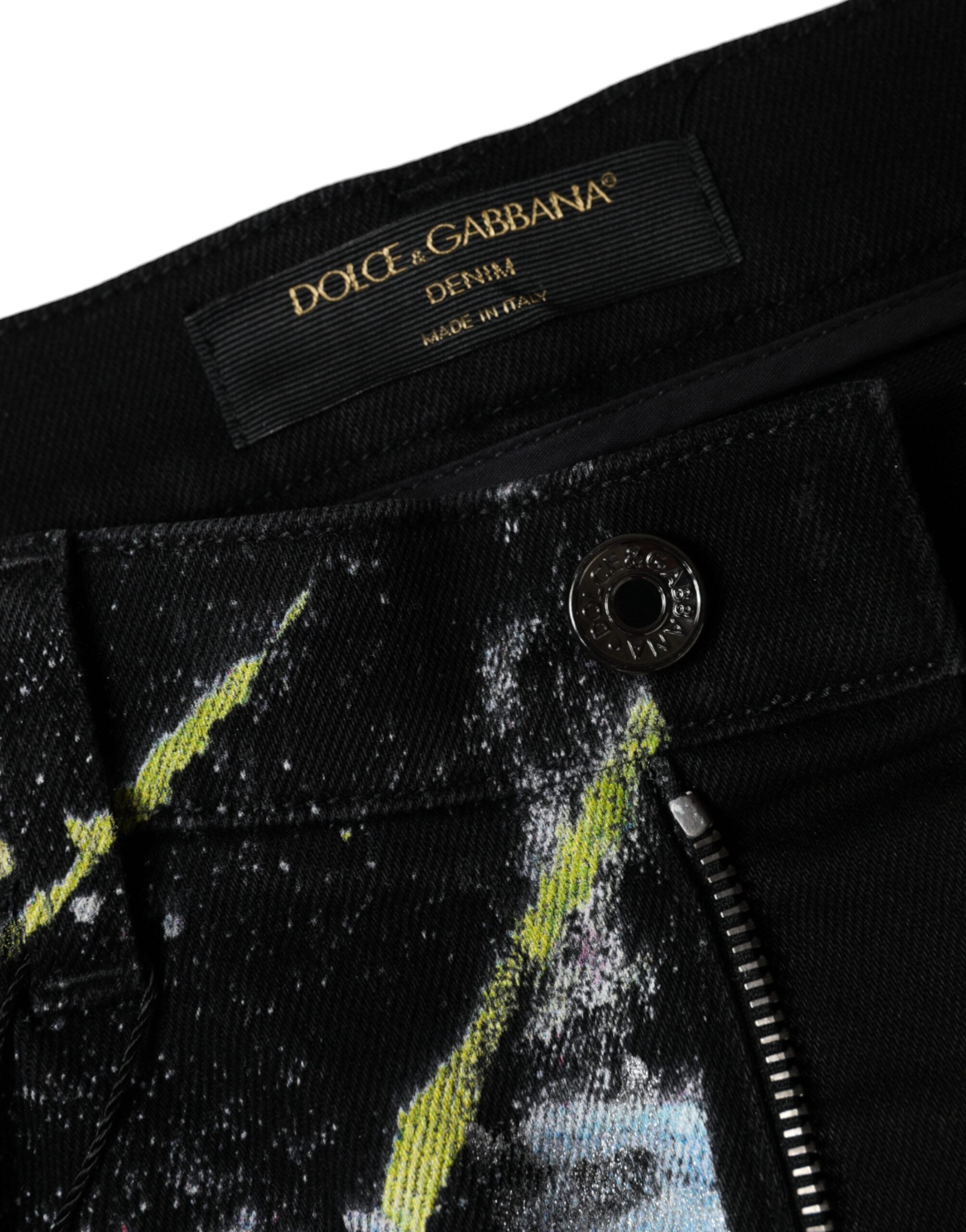 Multicolor Splatter Paint Cotton Skinny Denim Jeans - ventzia