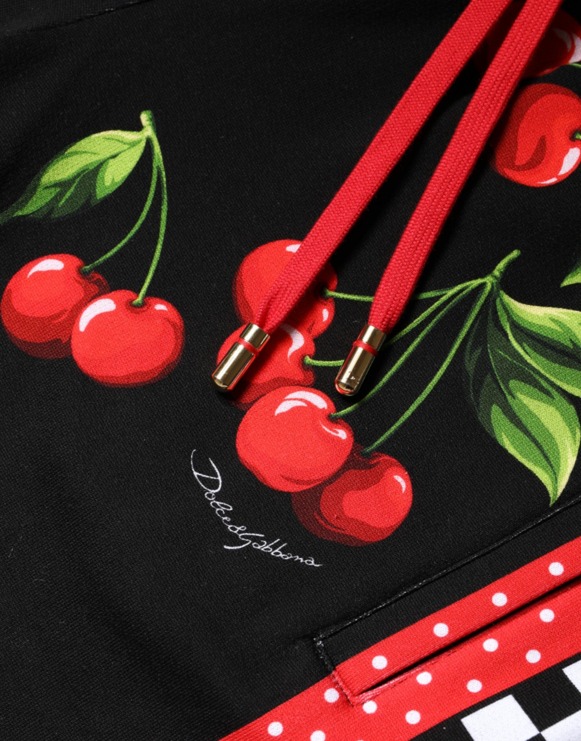 Black Red Cherry Mid Waist Jogger Pants - ventzia
