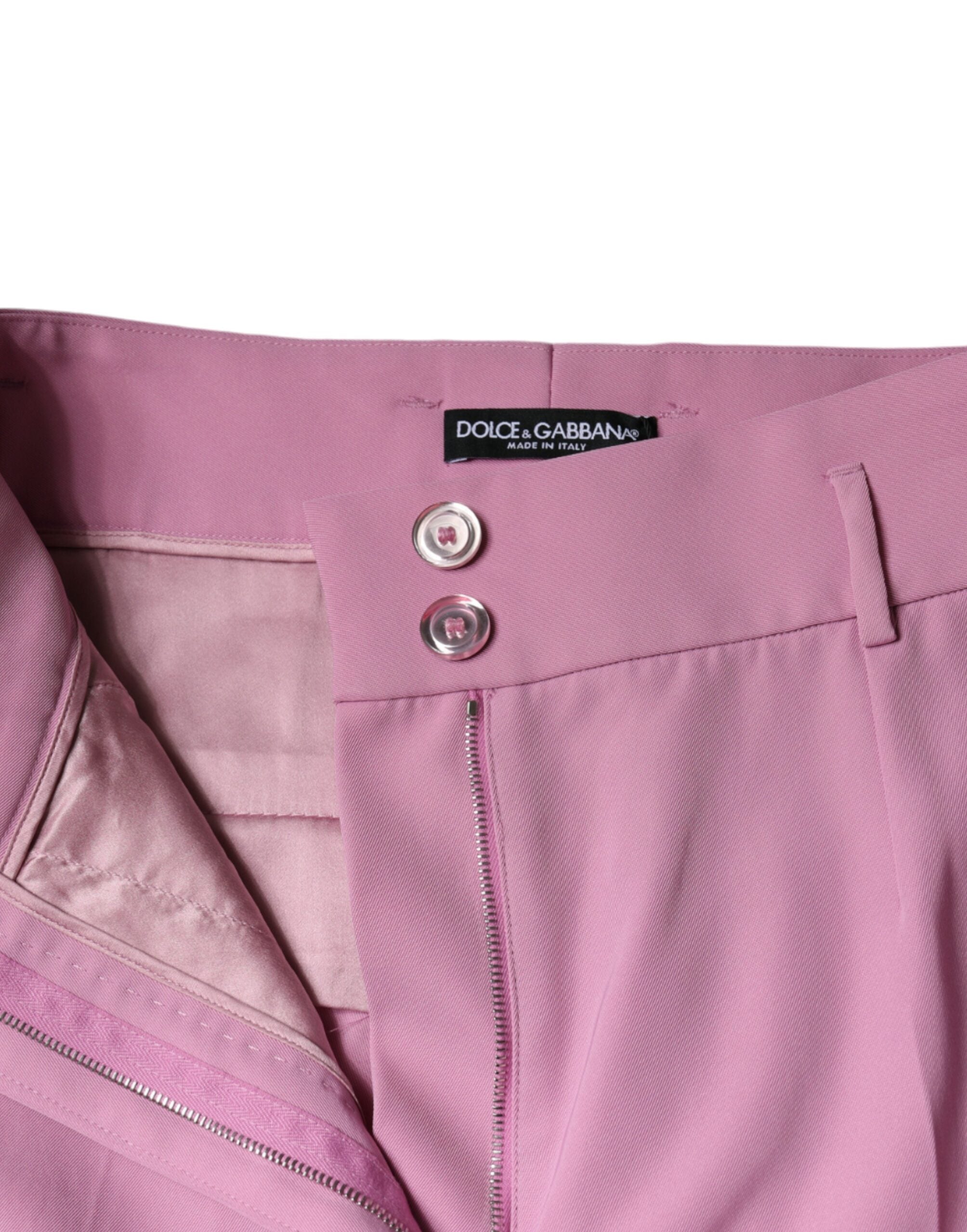 Pink Polyester High Waist Women Tapered Pants - ventzia