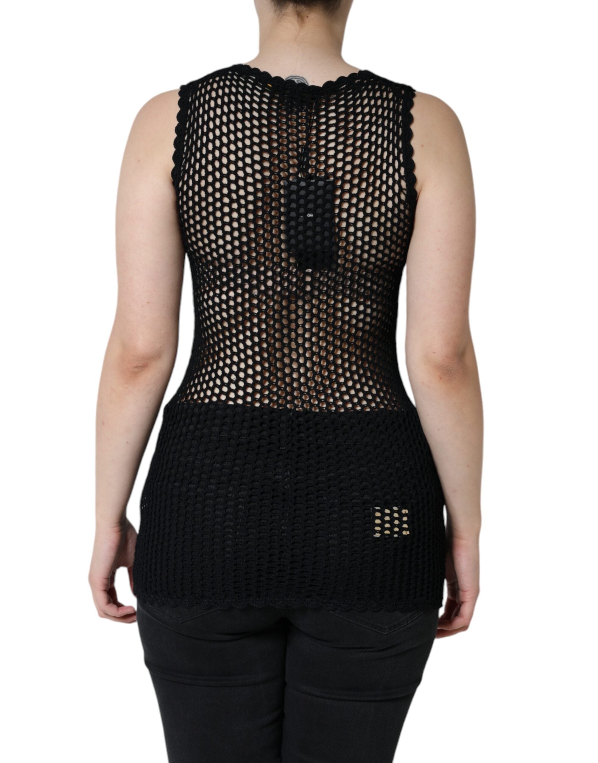 Black Mesh See Through Sleeveless Tank Top - ventzia