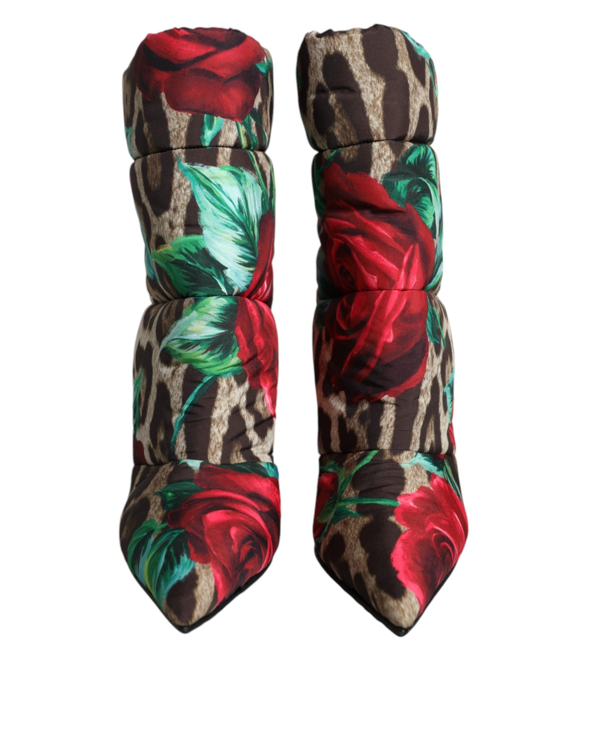 Multicolor Leopard Rose Mid Calf Boots Shoes - ventzia