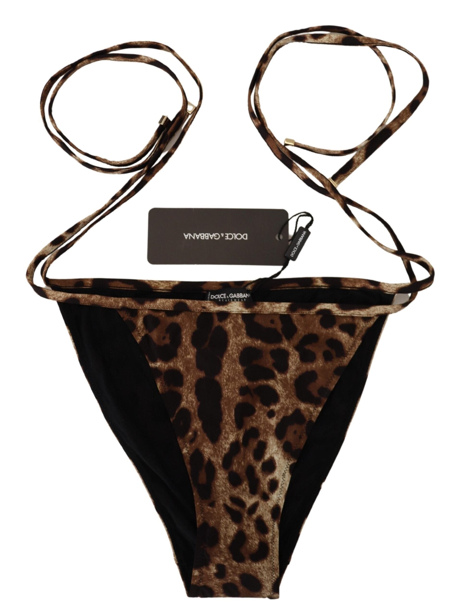 Brown Leopard Print Swimsuit Swimwear Bikini Bottom - ventzia