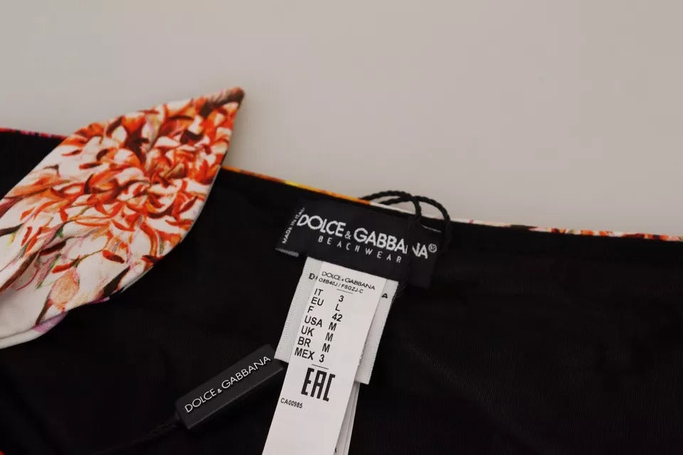 Black Floral Print Swimsuit Bikini Bottom Swimwear - ventzia