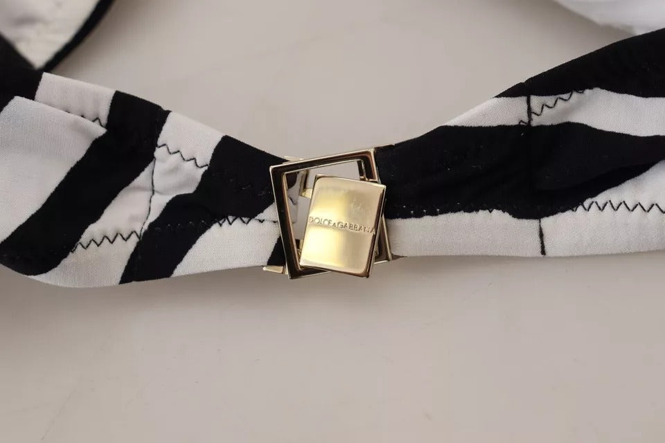 Black White Zebra Bandeau Swimwear Bikini Top - ventzia