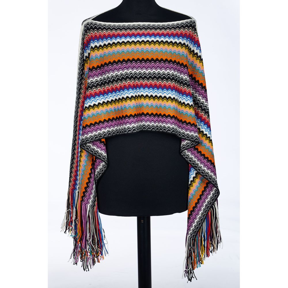 Multicolor Wool Women Poncho - ventzia
