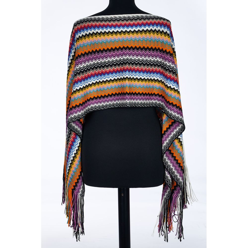 Multicolor Wool Women Poncho - ventzia