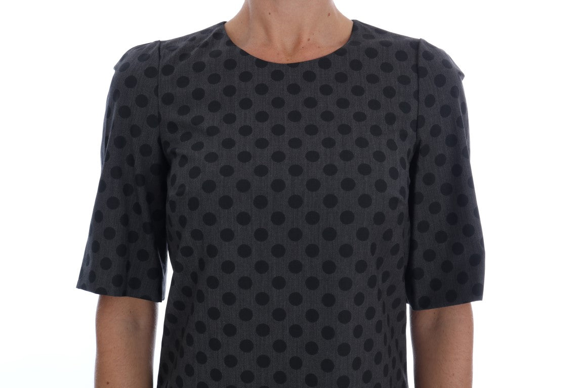 Elegant Polka Dot Wool Blend Dress - ventzia
