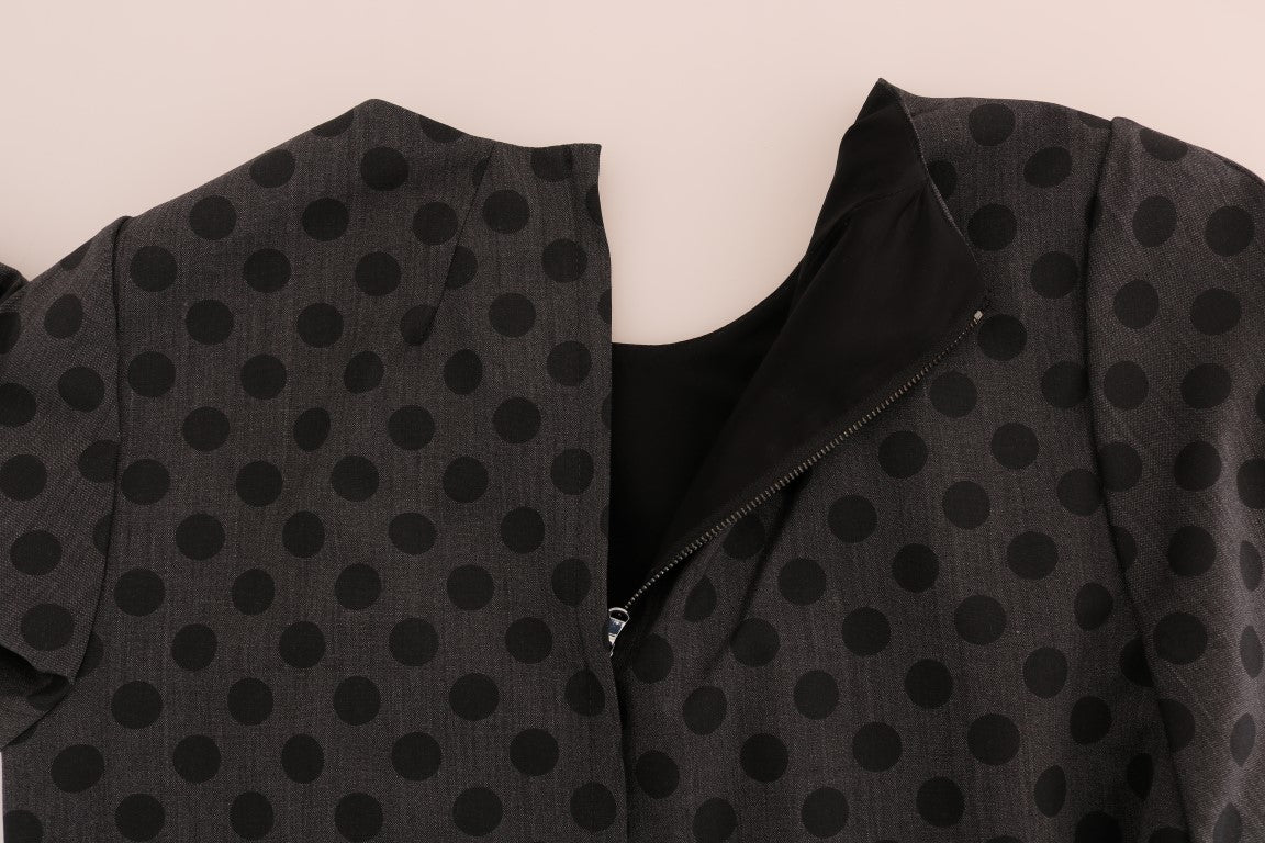 Elegant Polka Dot Wool Blend Dress - ventzia