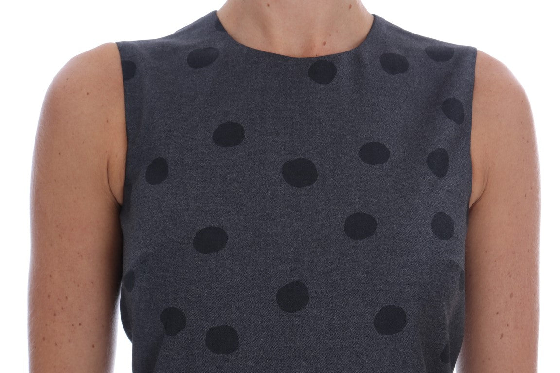 Chic Sleeveless Polka Dotted Wool Dress - ventzia