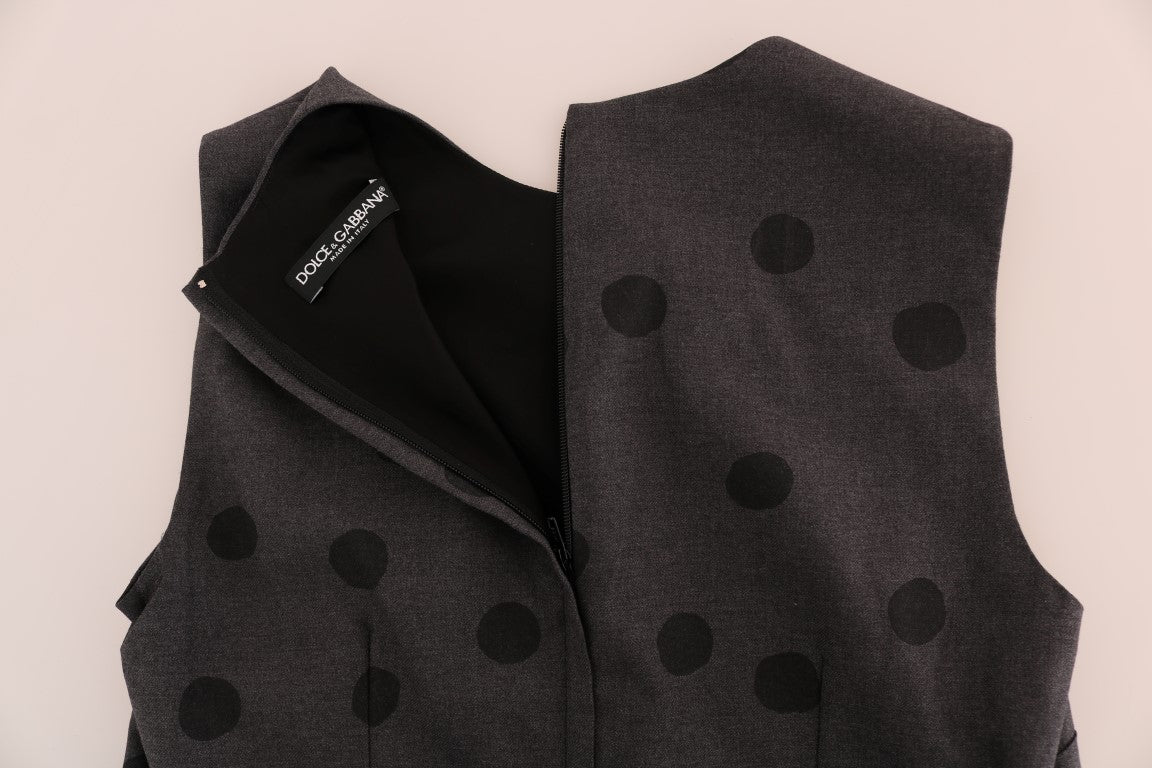 Chic Sleeveless Polka Dotted Wool Dress - ventzia