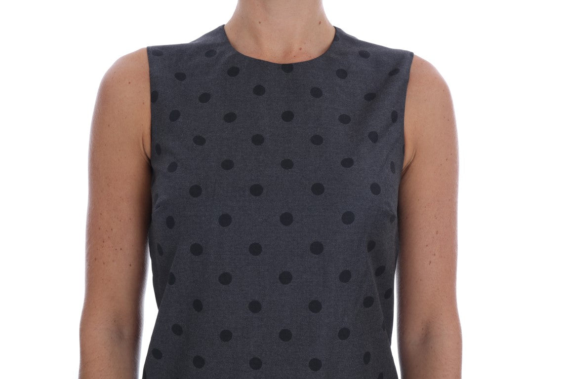 Chic Sleeveless Polka Dot Wool Dress - ventzia