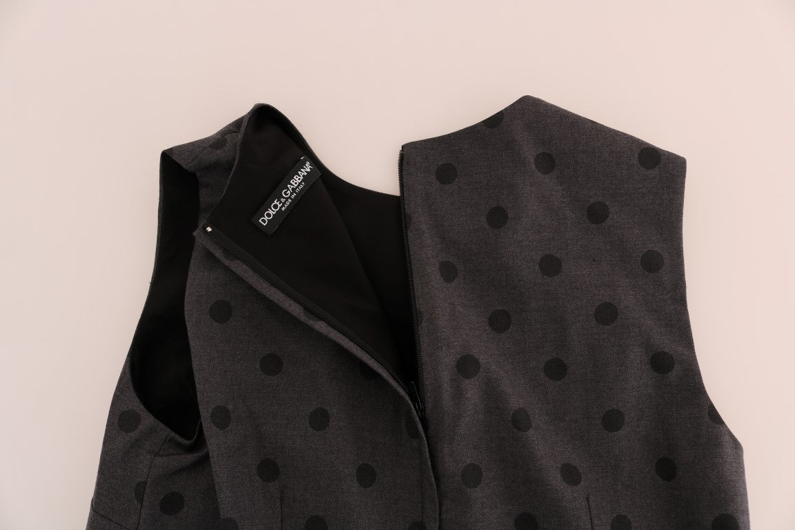 Chic Sleeveless Polka Dot Wool Dress - ventzia