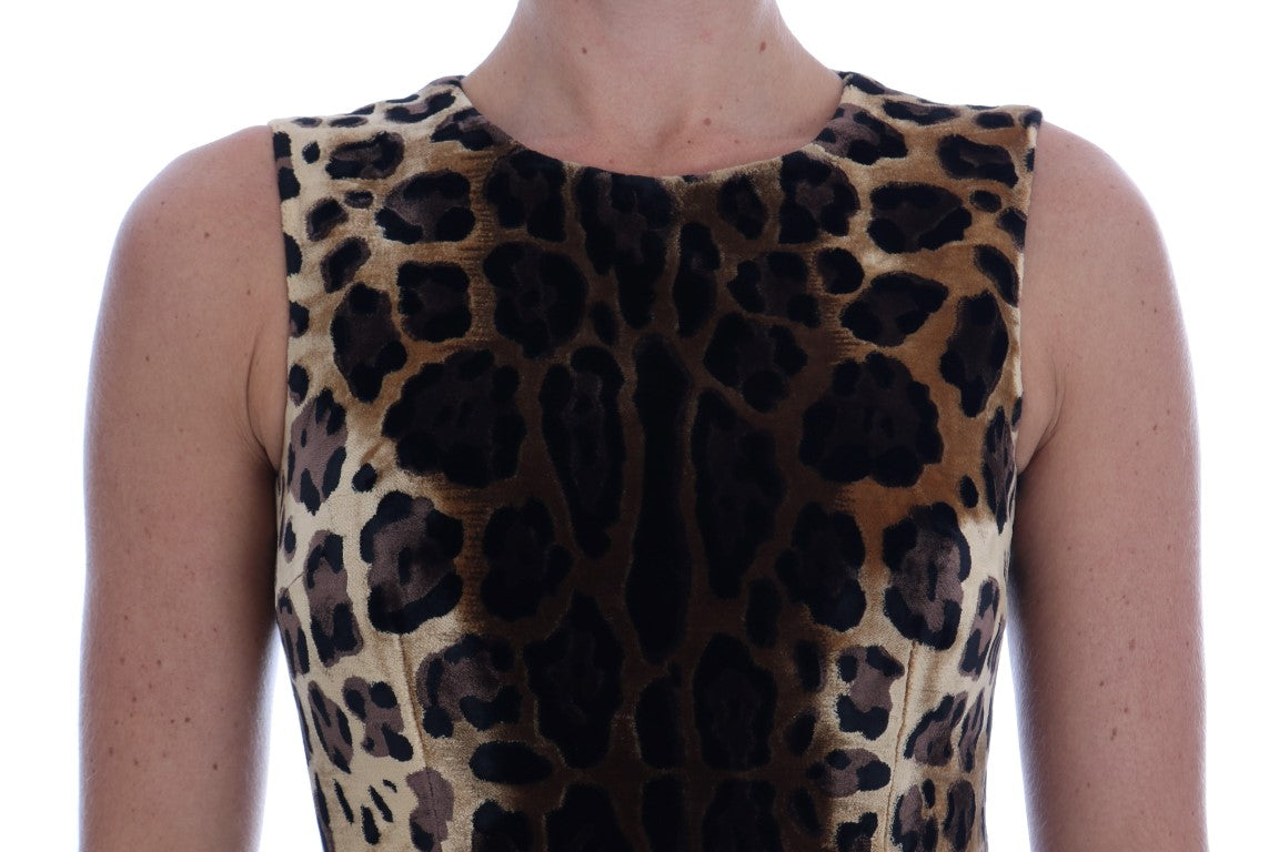 Sleeveless Leopard Mini Sheath Dress - ventzia