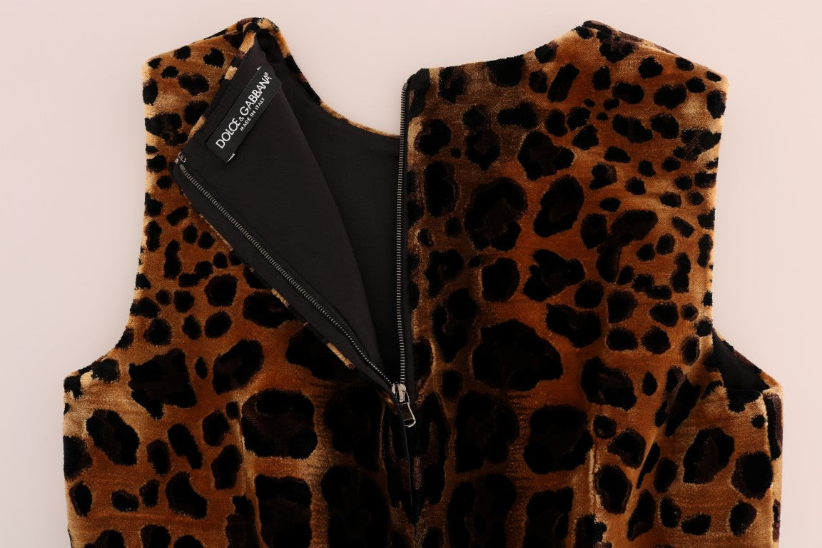 Sleeveless Leopard Mini Sheath Dress - ventzia