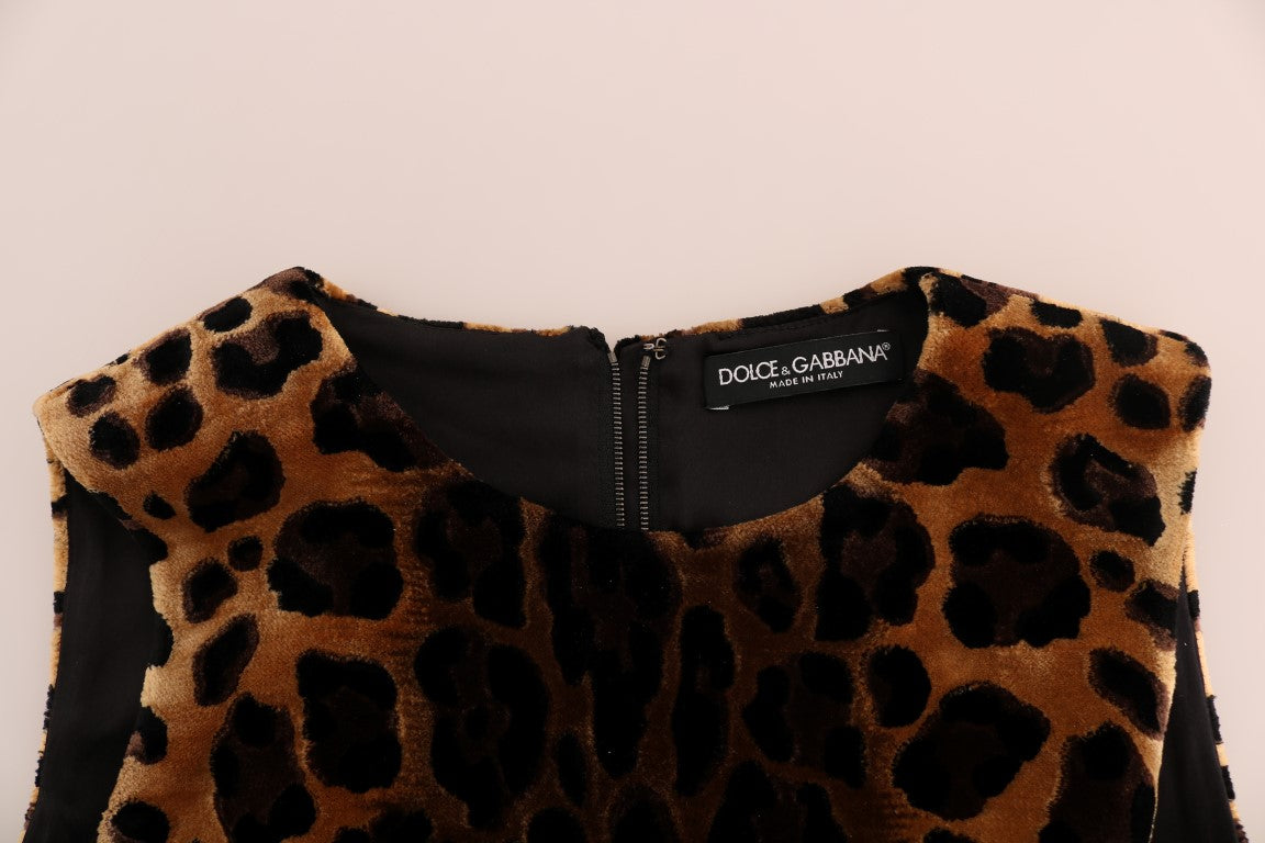 Sleeveless Leopard Mini Sheath Dress - ventzia