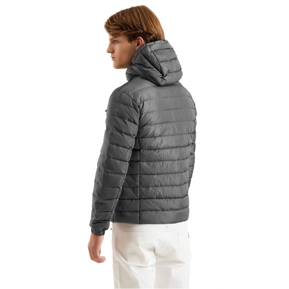Gray Nylon Men Jacket - ventzia
