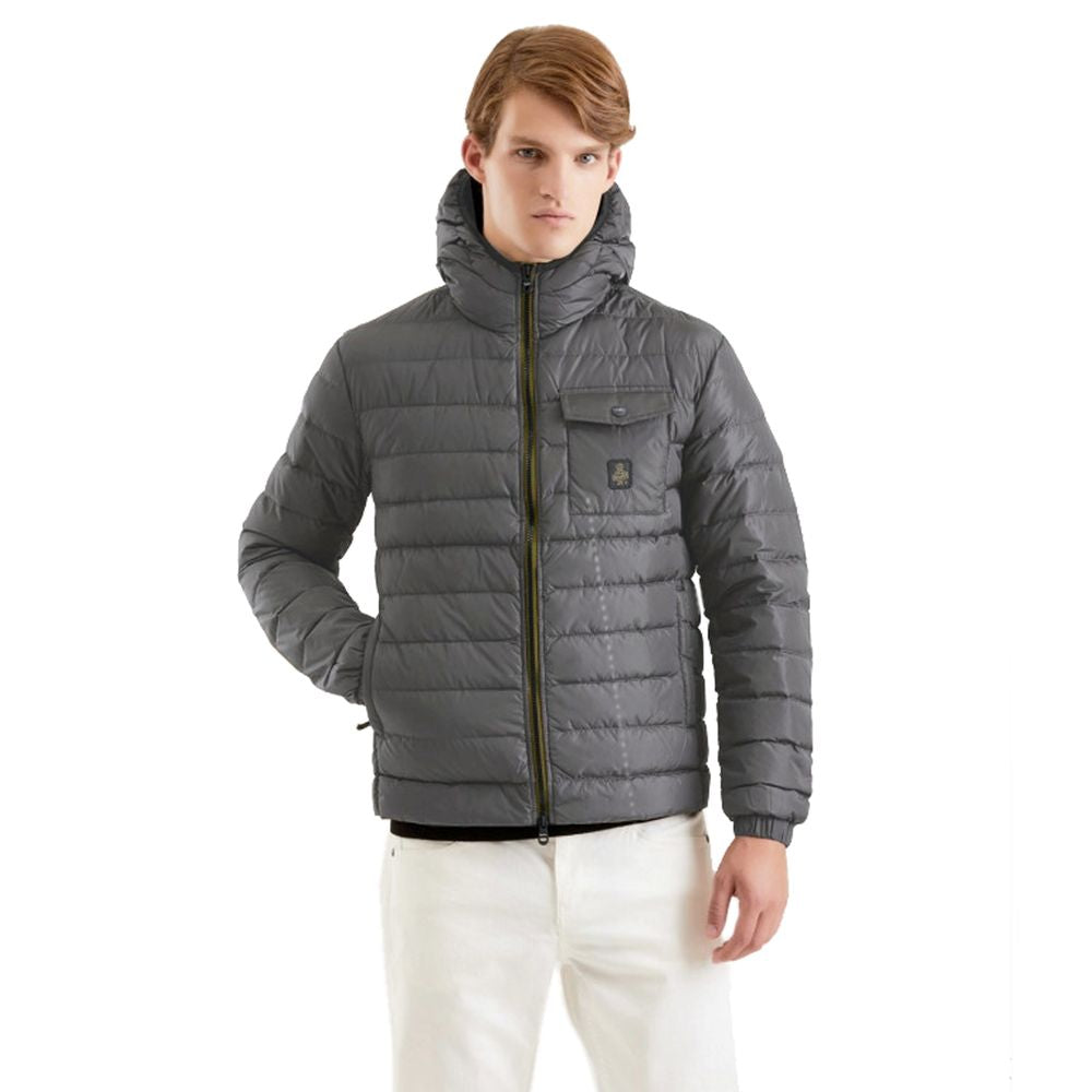 Gray Nylon Men Jacket - ventzia