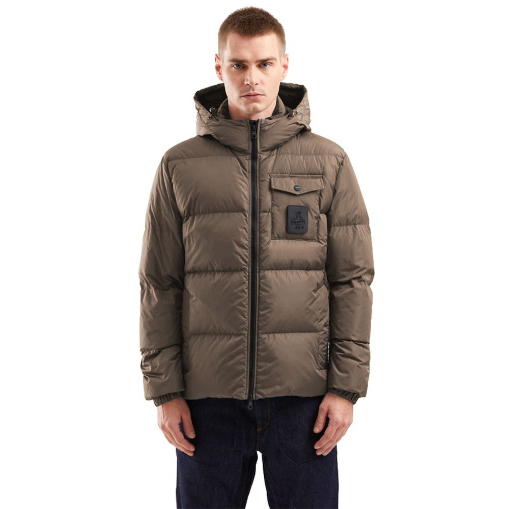 Brown Nylon Men Jacket - ventzia