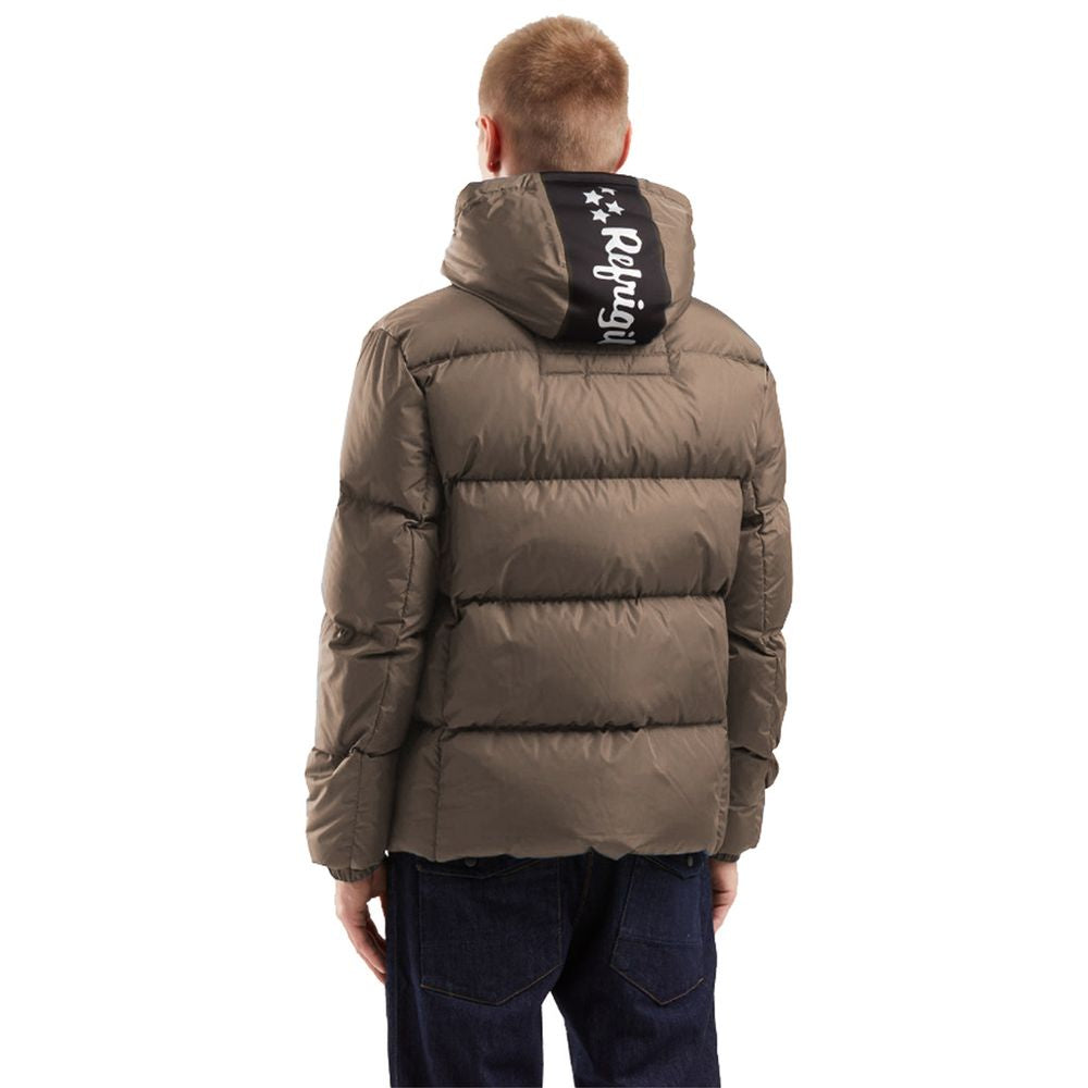 Brown Nylon Men Jacket - ventzia