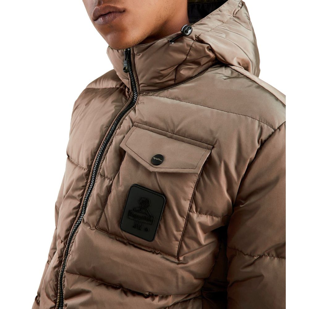 Brown Nylon Men Jacket - ventzia