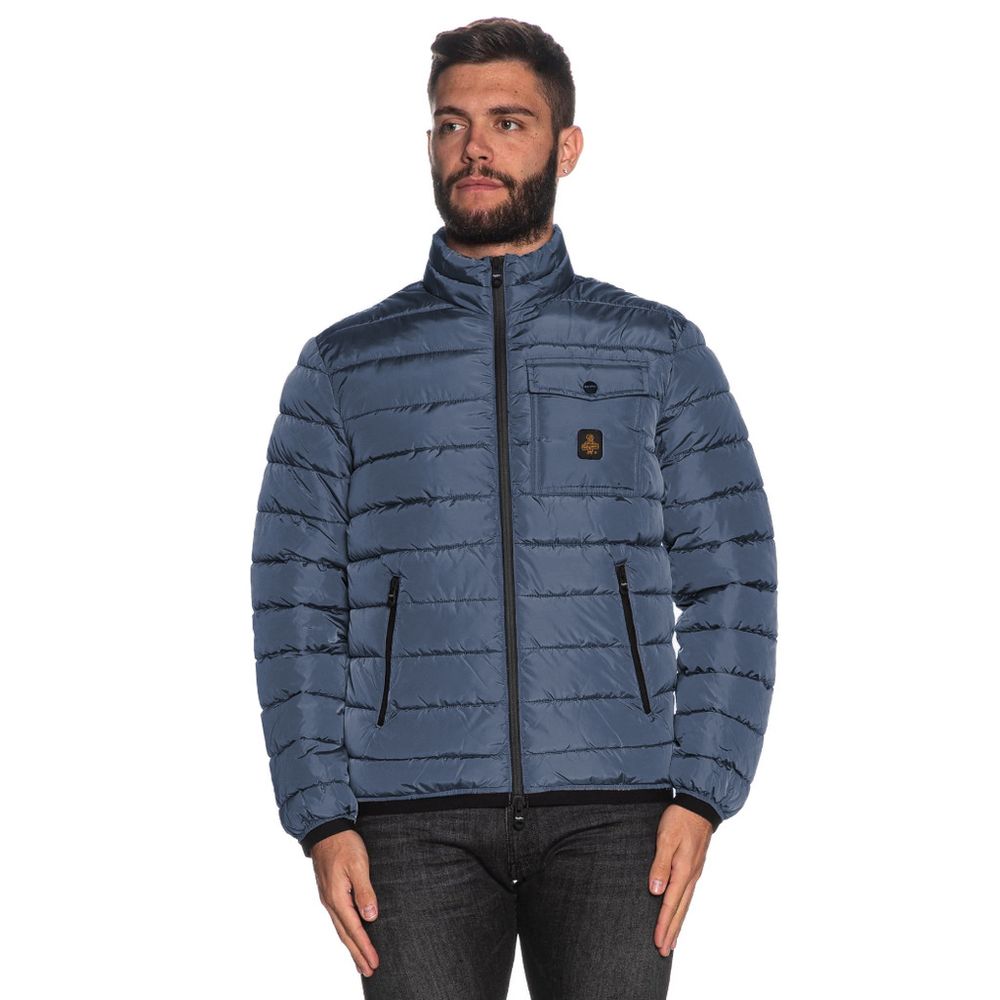 Light Blue Nylon Men Jacket - ventzia