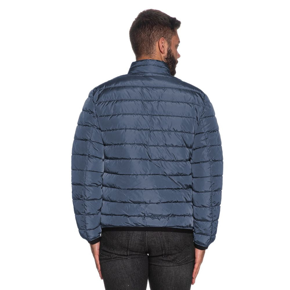 Light Blue Nylon Men Jacket - ventzia