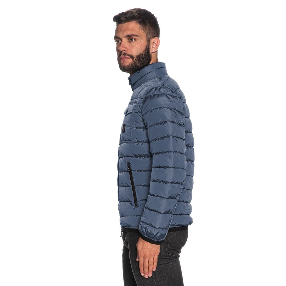 Light Blue Nylon Men Jacket - ventzia