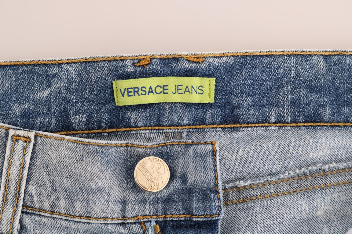 Chic Light Blue Torn Slim Fit Jeans - ventzia