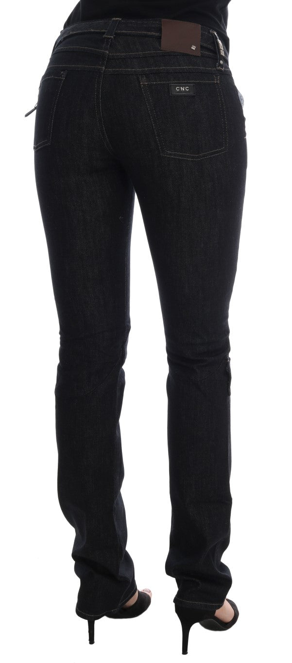 Svelte Dark Blue Cotton Slim Jeans - ventzia