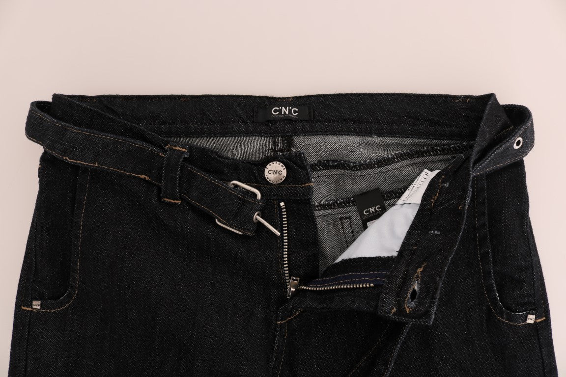 Svelte Dark Blue Cotton Slim Jeans - ventzia