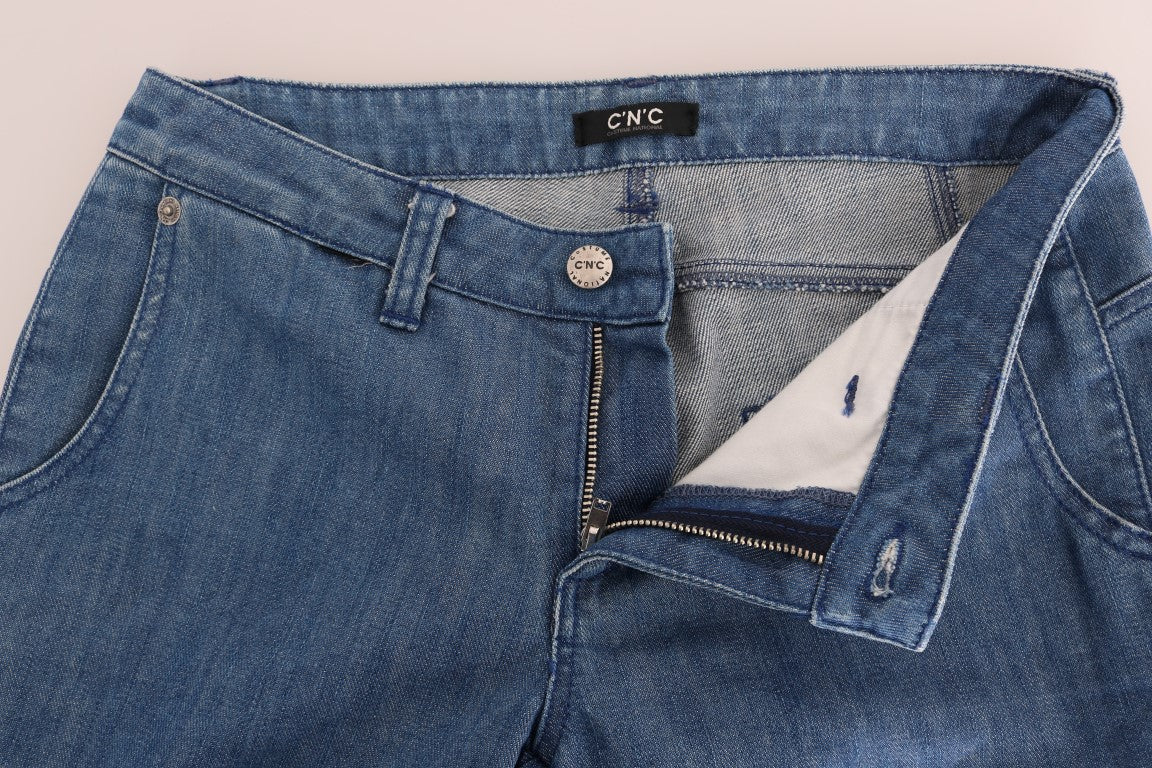 Super Slim Blue Wash Cotton Jeans - ventzia