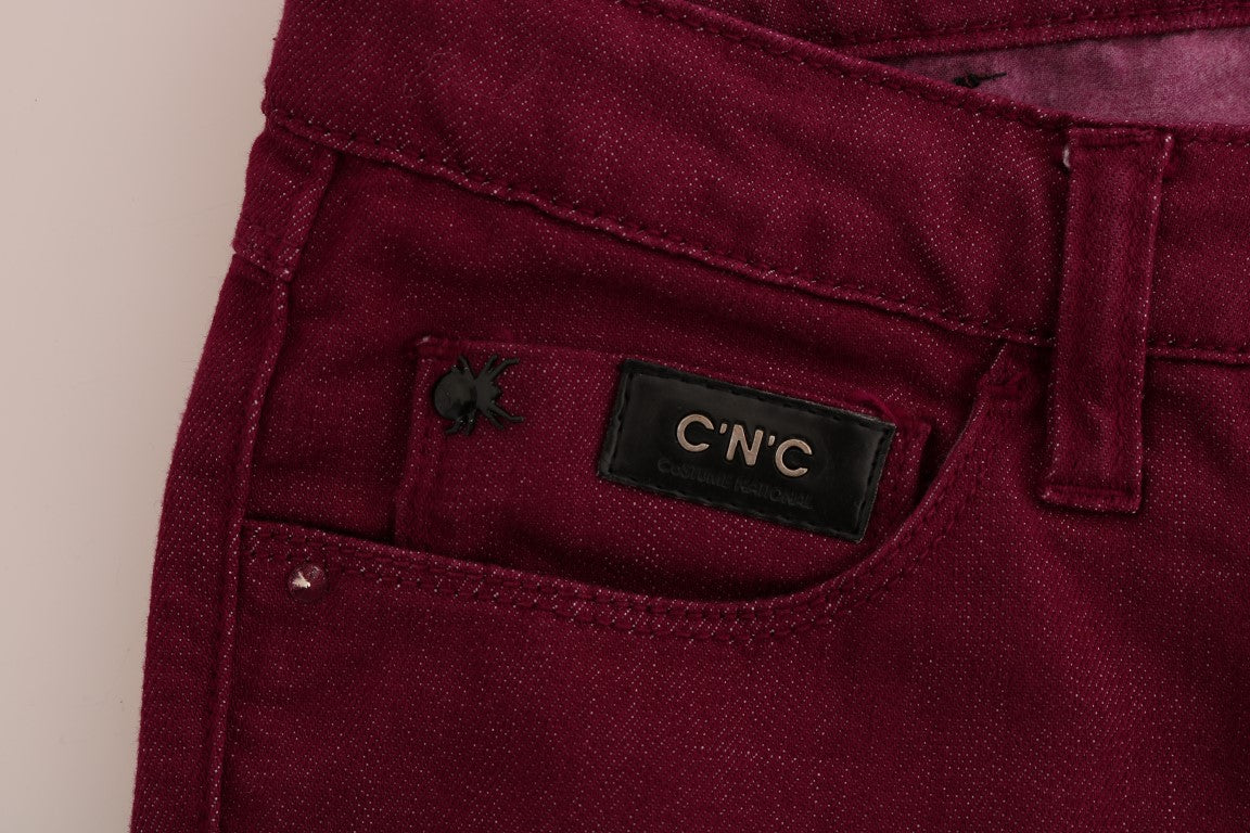 Sleek Red Straight Fit Luxury Jeans - ventzia