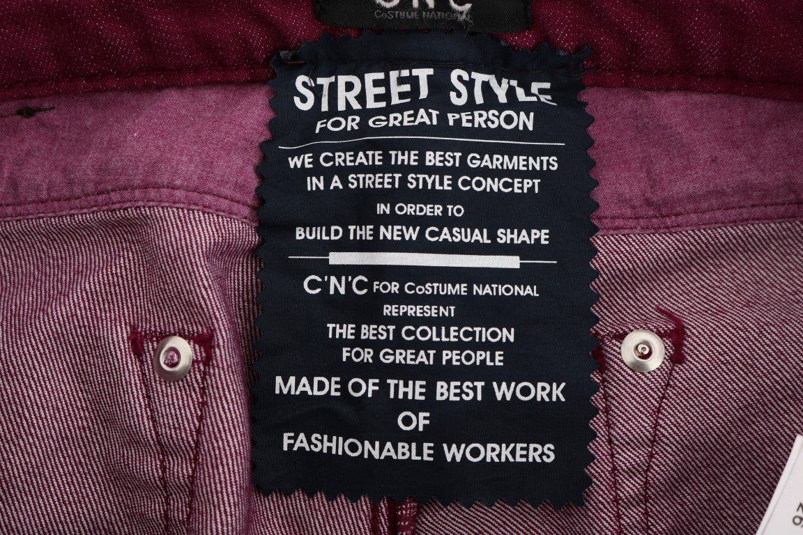 Sleek Red Straight Fit Luxury Jeans - ventzia