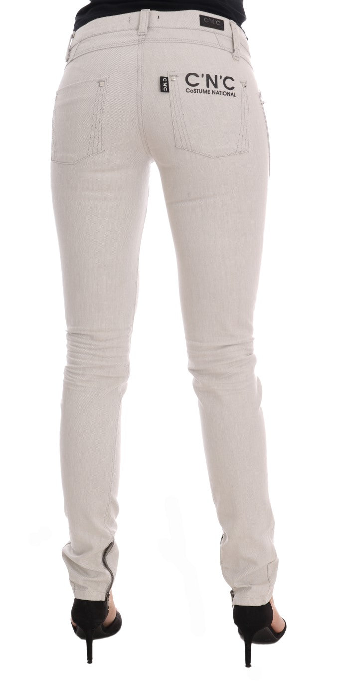 Chic White Slim-Fit Stretch Jeans - ventzia