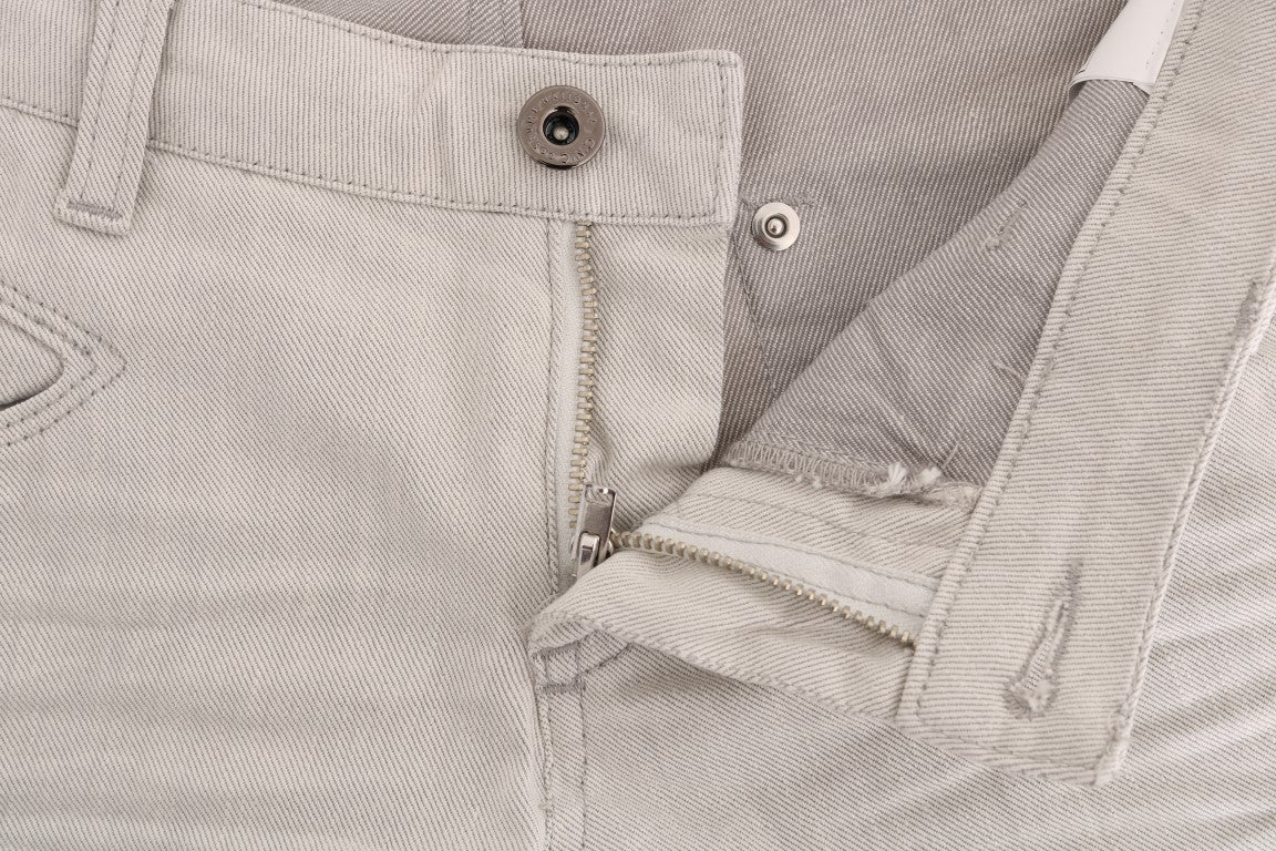 Chic White Slim-Fit Stretch Jeans - ventzia