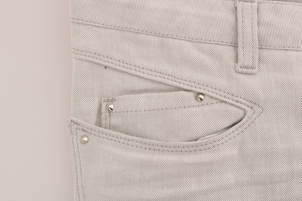 Chic White Slim-Fit Stretch Jeans - ventzia