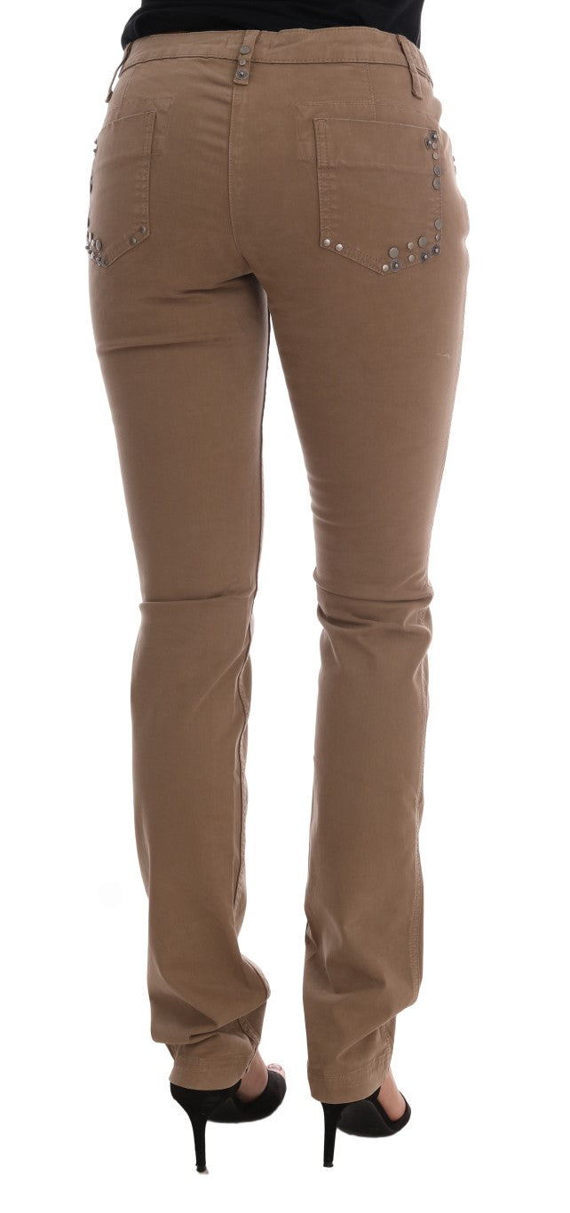 Beige Super Slim Fit Designer Jeans - ventzia