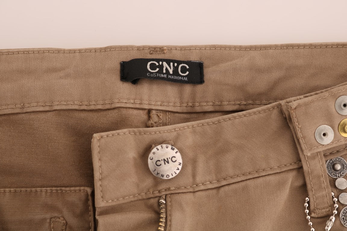 Beige Super Slim Fit Designer Jeans - ventzia