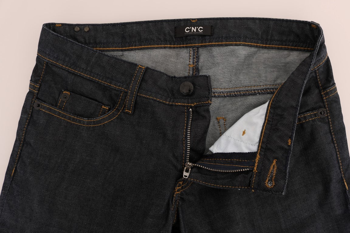 Chic Dark Blue Straight Fit Jeans - ventzia