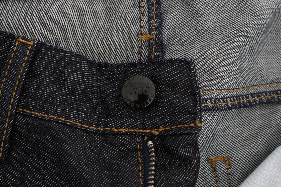 Chic Dark Blue Straight Fit Jeans - ventzia