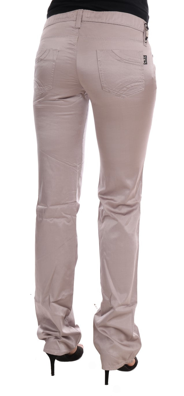 Chic Beige Slim Fit Designer Jeans - ventzia
