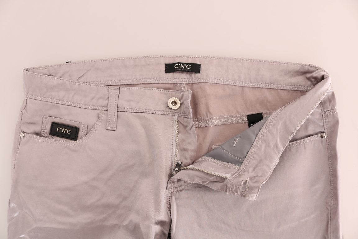 Chic Beige Slim Fit Designer Jeans - ventzia