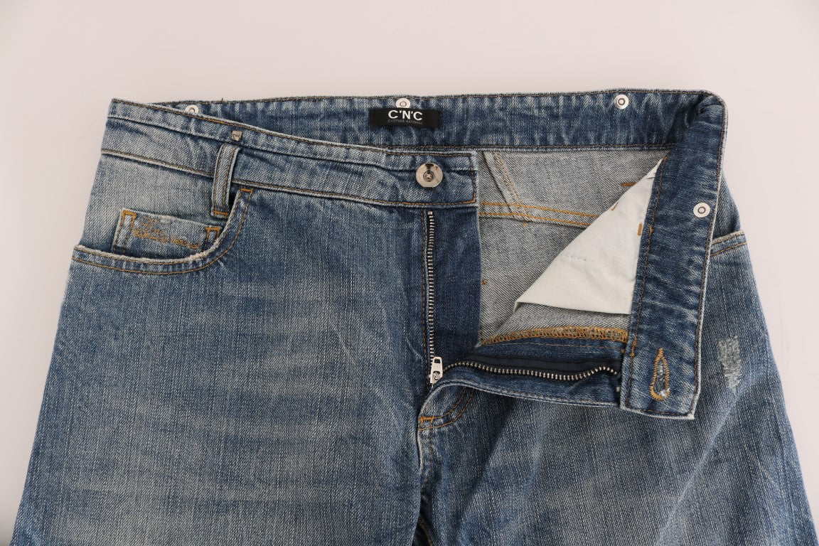 Chic Blue Slim Fit Designer Jeans - ventzia
