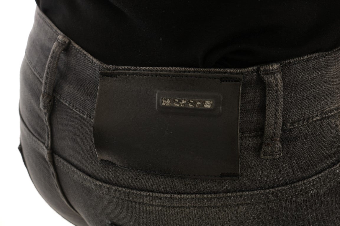 Sleek Gray Slim-Fit Designer Jeans - ventzia