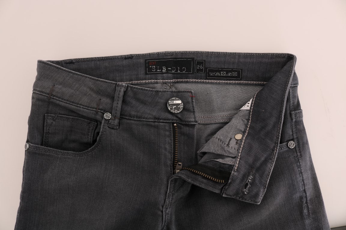 Sleek Gray Slim-Fit Designer Jeans - ventzia