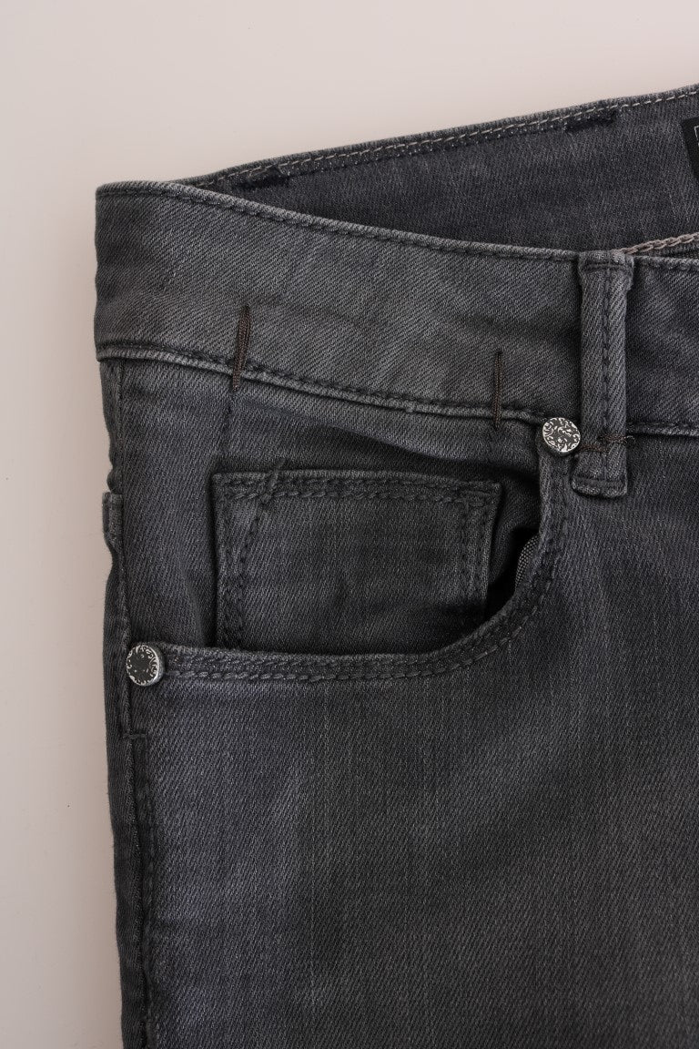 Sleek Gray Slim-Fit Designer Jeans - ventzia