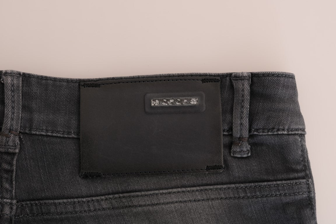 Sleek Gray Slim-Fit Designer Jeans - ventzia