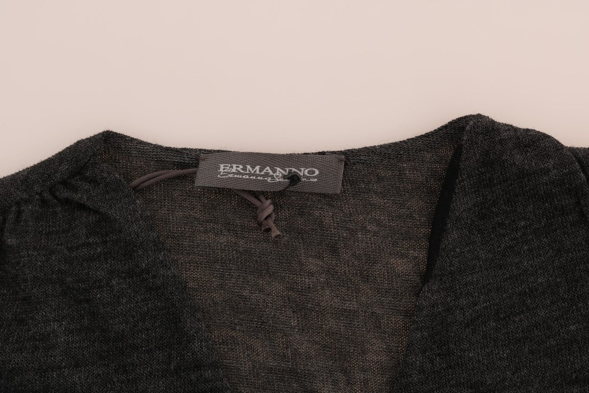 Chic Gray Lace Sleeve Blouse - ventzia