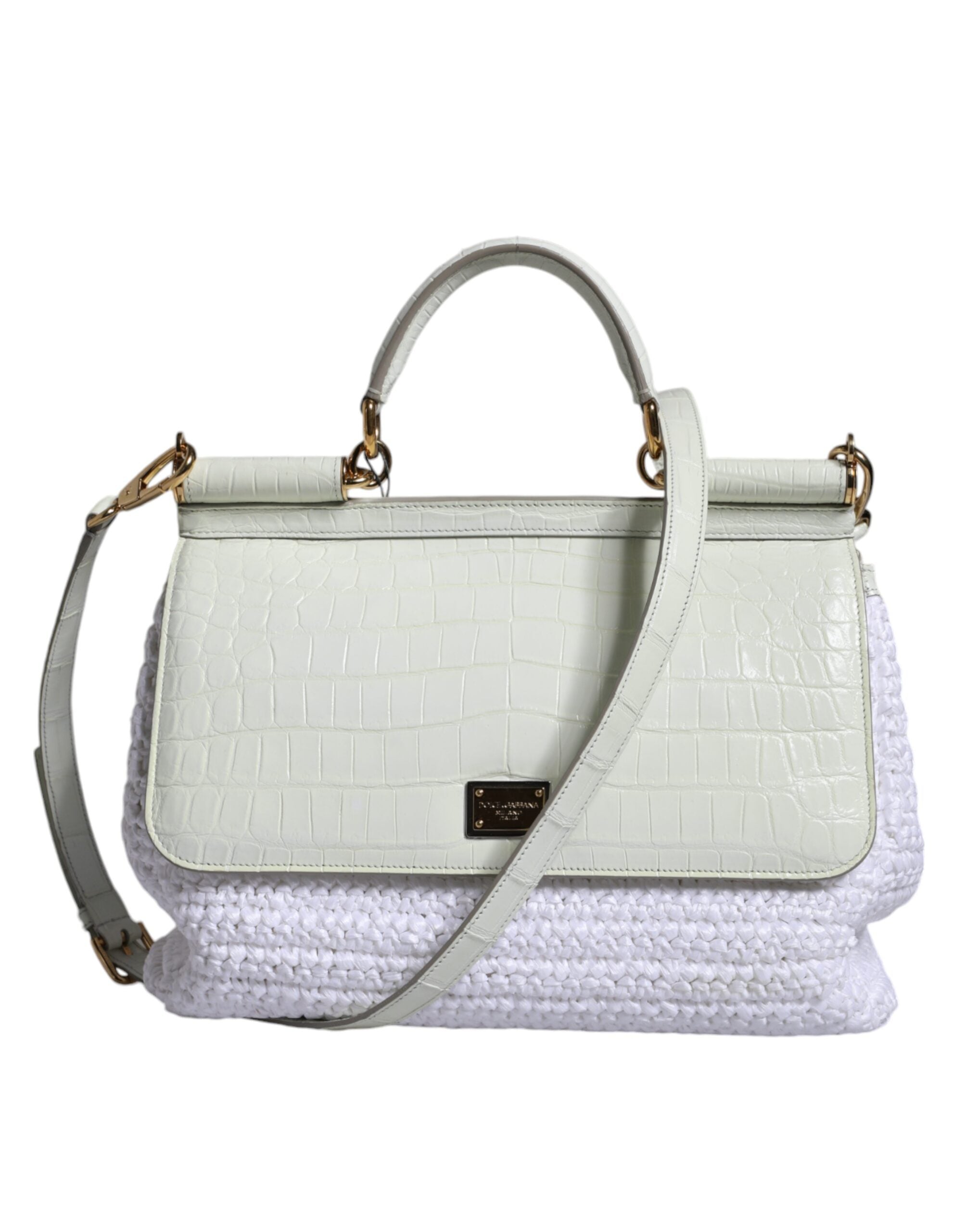 White Rafia Leather SICILY Crossbody Bag - ventzia